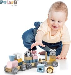 Игрушечный деревянный поезд со зверями PolarB цена и информация | Игрушки для малышей | kaup24.ee