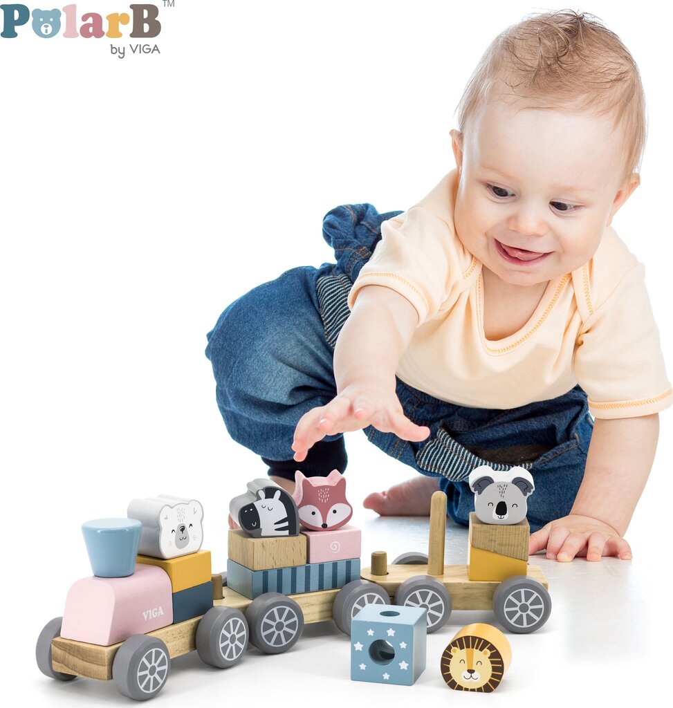 Puust mängurong loomadega PolarB цена и информация | Imikute mänguasjad | kaup24.ee