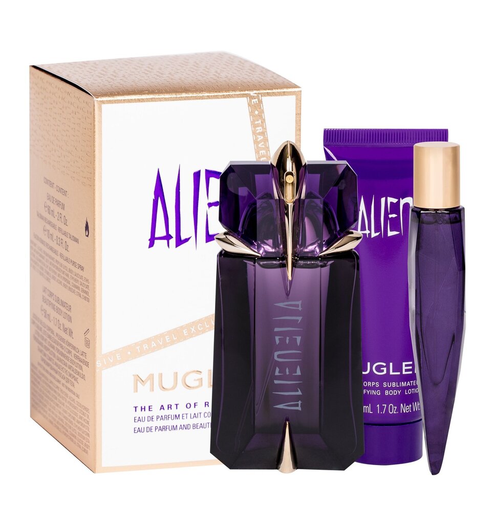 Komplekt naistele Thierry Mugler Alien: parfüümvesi EDP 60 ml + ihupiim 50 ml + reisi parfüümvesi miniatuurne EDP 10 ml hind ja info | Naiste parfüümid | kaup24.ee