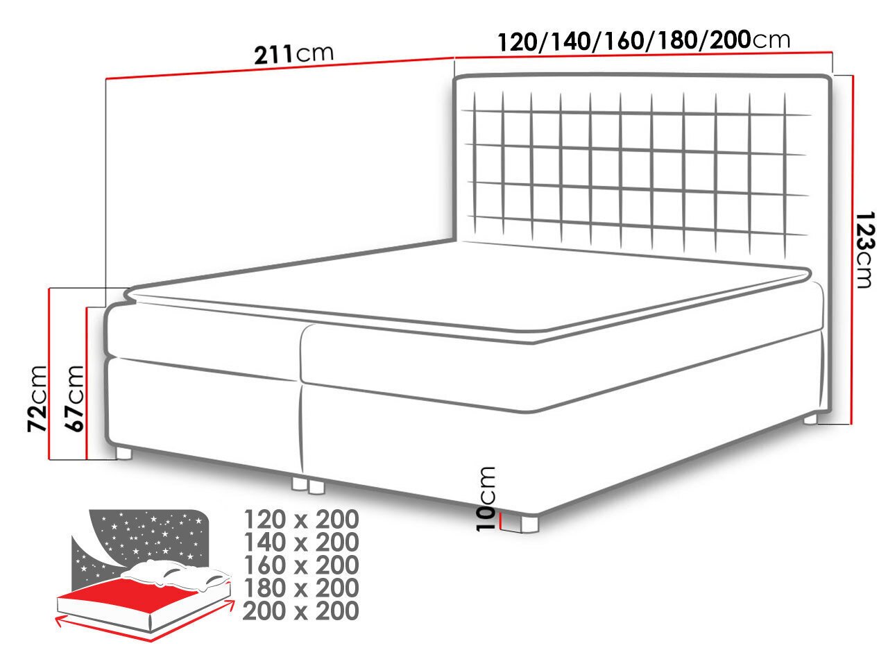 Kontinentaalvoodi Asti, 180x200 cm hind ja info | Voodid | kaup24.ee