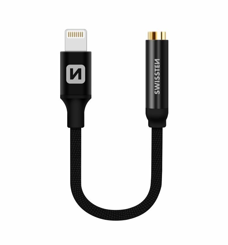 Swissten Lightning to Jack 3.5mm Audio Adapter for iPhone and iPad 15 cm Black цена и информация | USB jagajad, adapterid | kaup24.ee