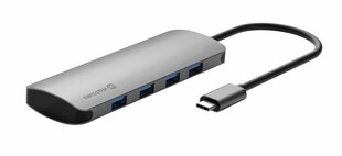 Swissten USB-C Hub 4in1 with 4 USB 3.0 ports / Aluminum body цена и информация | Адаптеры и USB-hub | kaup24.ee