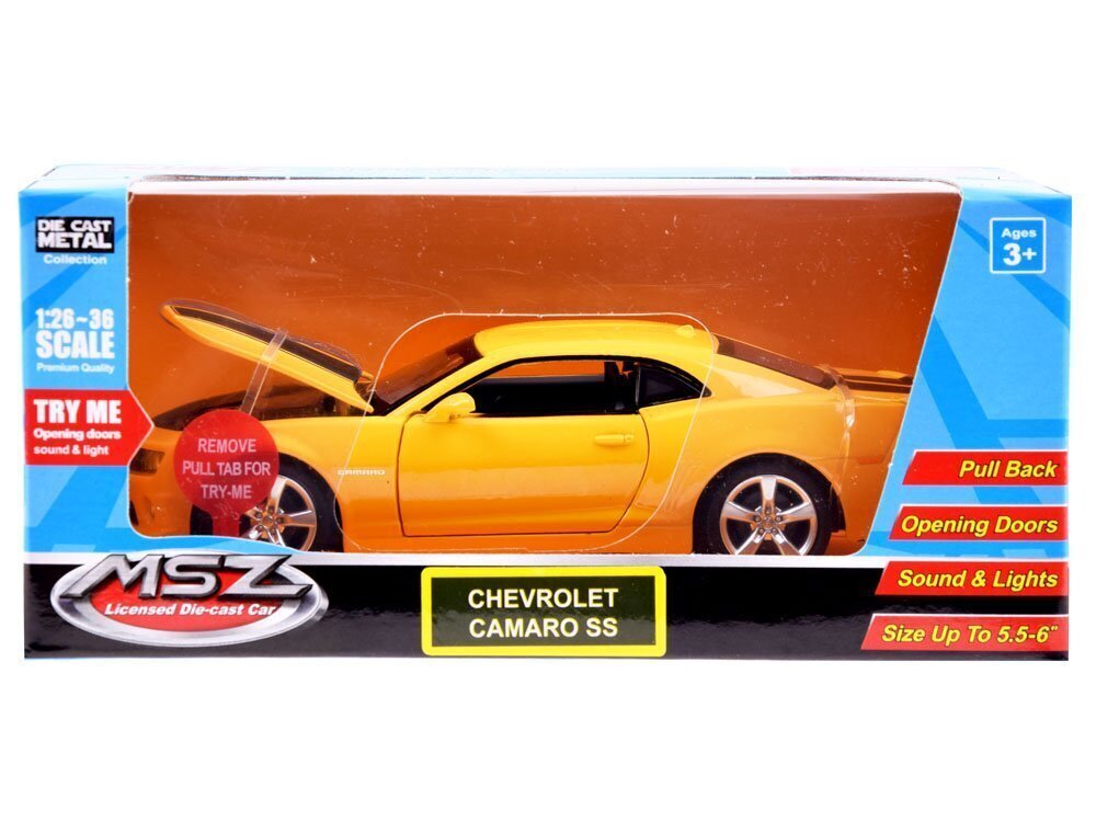 Auto Die Valatud Metal Chevrolet Camaro SS, kollane цена и информация | Poiste mänguasjad | kaup24.ee