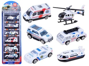 Набор металлических машин скорой помощи Die Cast, 6 шт цена и информация | Развивающий мелкую моторику - кинетический песок KeyCraft NV215 (80 г) детям от 3+ лет, бежевый | kaup24.ee