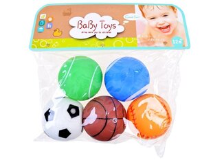 Резиновые пищащие мячики Baby Toys, 5 шт. цена и информация | Drewniana Wieża Piramida Kura Nakładanie Kolorowych Kwadratów LD-15 15276 | kaup24.ee