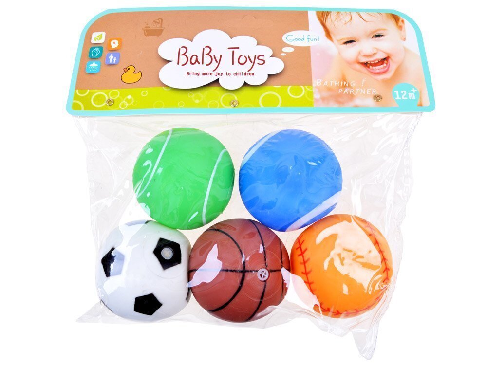 Kummist piiksuvad pallid Baby Toys, 5 tk hind ja info | Imikute mänguasjad | kaup24.ee