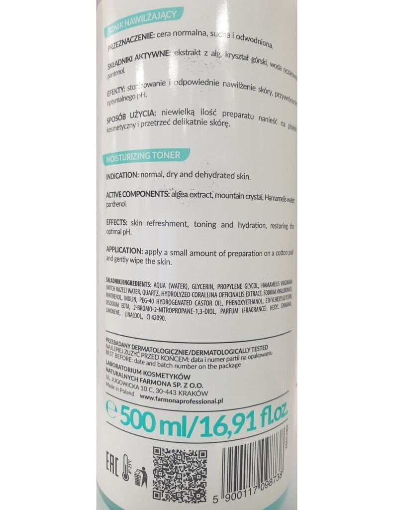 Niisutav näotoonik Farmona Professional Pure Icon, 500 ml hind ja info | Näopuhastusvahendid | kaup24.ee