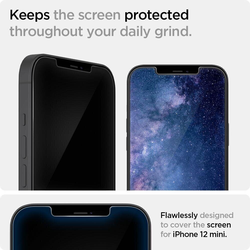 Kaitseklaas Spigen apsauginis telefonile Apple Iphone 12 Mini hind ja info | Ekraani kaitsekiled | kaup24.ee