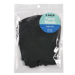 Маска для лица многоразовая, однослойная Polyspandex Black, черная, 5штук BYS цена и информация | Аптечки | kaup24.ee