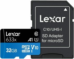 LEXAR 633X MICROSDHC/SDXC W/ADAP (V30) R95/W45 32GB (V10) R95/W20 цена и информация | Карты памяти | kaup24.ee