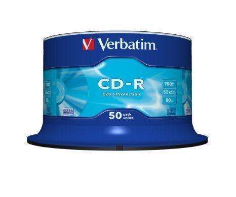 CD-plaadid Verbatim CD-R 52x Extra protection, 50 tk hind ja info | Vinüülplaadid, CD, DVD | kaup24.ee