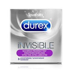 Durex презервативы Invisible Extra Lubricated, 3 шт. цена и информация | Презервативы | kaup24.ee