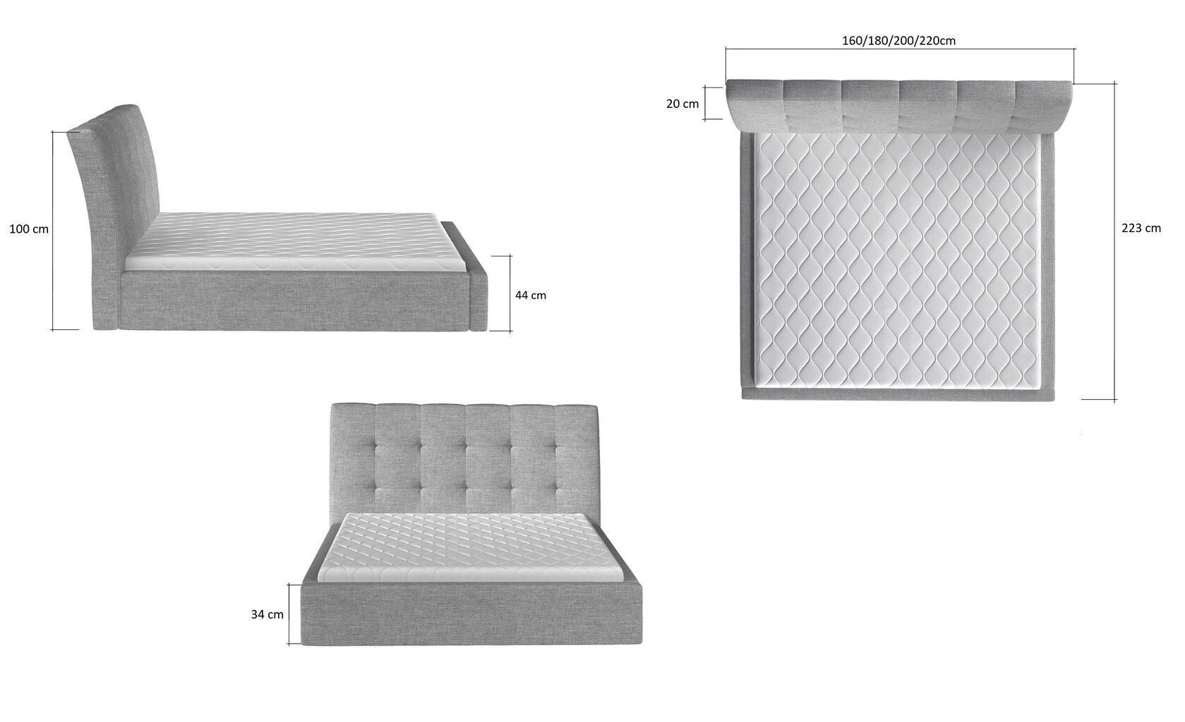 Voodi NORE Inge 06, 140x200 cm, helehall hind ja info | Voodid | kaup24.ee