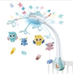 Музыкальная карусель с ночной лампой и колокольчиками, синяя OC126 цена и информация | Игрушки для малышей | kaup24.ee