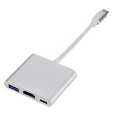 Roger Multimeedia adapter Type-C -> HDMI (4K @ 30Hz, 1080P @ 60Hz) + USB 3.0, Hõbe цена и информация | Адаптеры и USB-hub | kaup24.ee