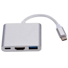 Roger Multimeedia adapter Type-C -> HDMI (4K @ 30Hz, 1080P @ 60Hz) + USB 3.0, Hõbe hind ja info | USB jagajad, adapterid | kaup24.ee