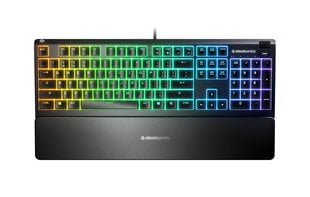 Клавиатура SteelSeries, Apex 3, RGB, Black, US цена и информация | Клавиатуры | kaup24.ee