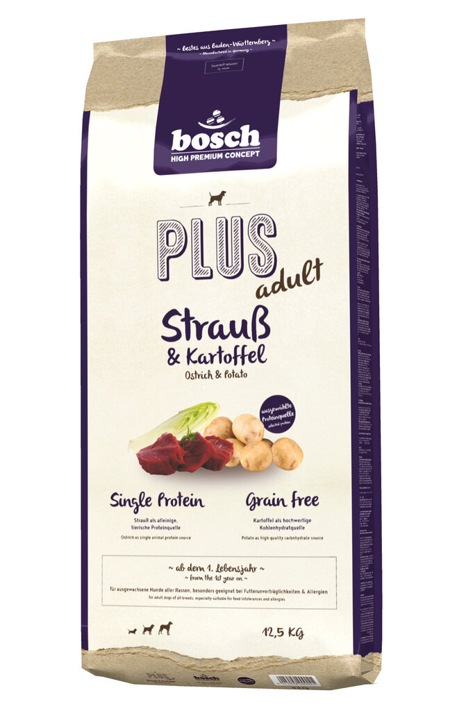 Kuivtoit koertele Bosch Petfood Plus HPC+ Ostrich teraviljavaba (üks valk), 12,5 kg hind ja info | Kuivtoit koertele | kaup24.ee