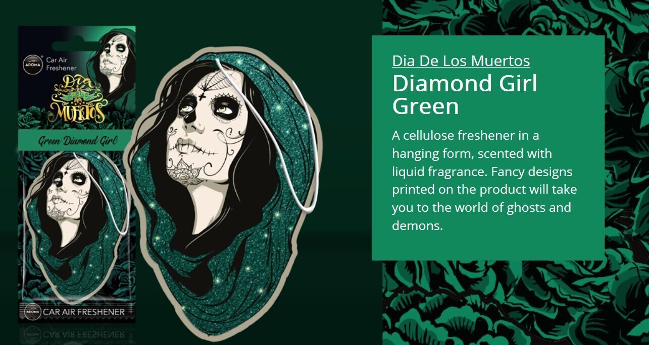 Stiilne õhuvärskendaja Aroma Dia De Los Muertos Green Diamond Girl цена и информация | Autolõhnastajad | kaup24.ee