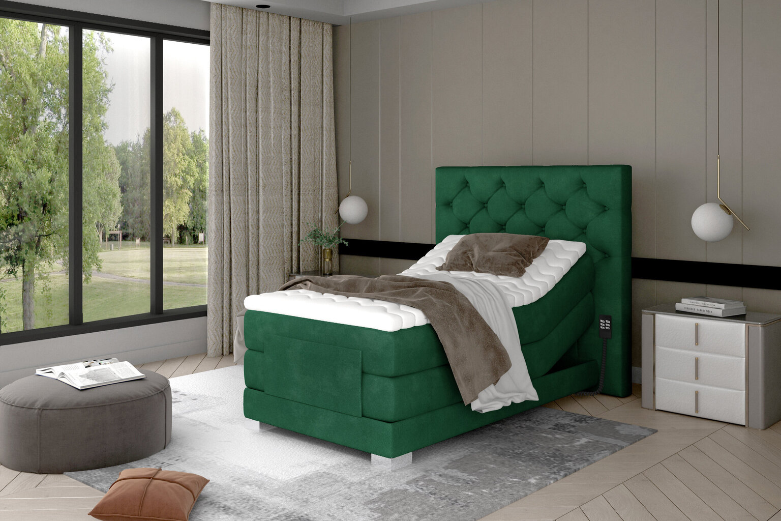 Elektriline voodi NORE Clover 07, 90x200, roheline hind ja info | Voodid | kaup24.ee