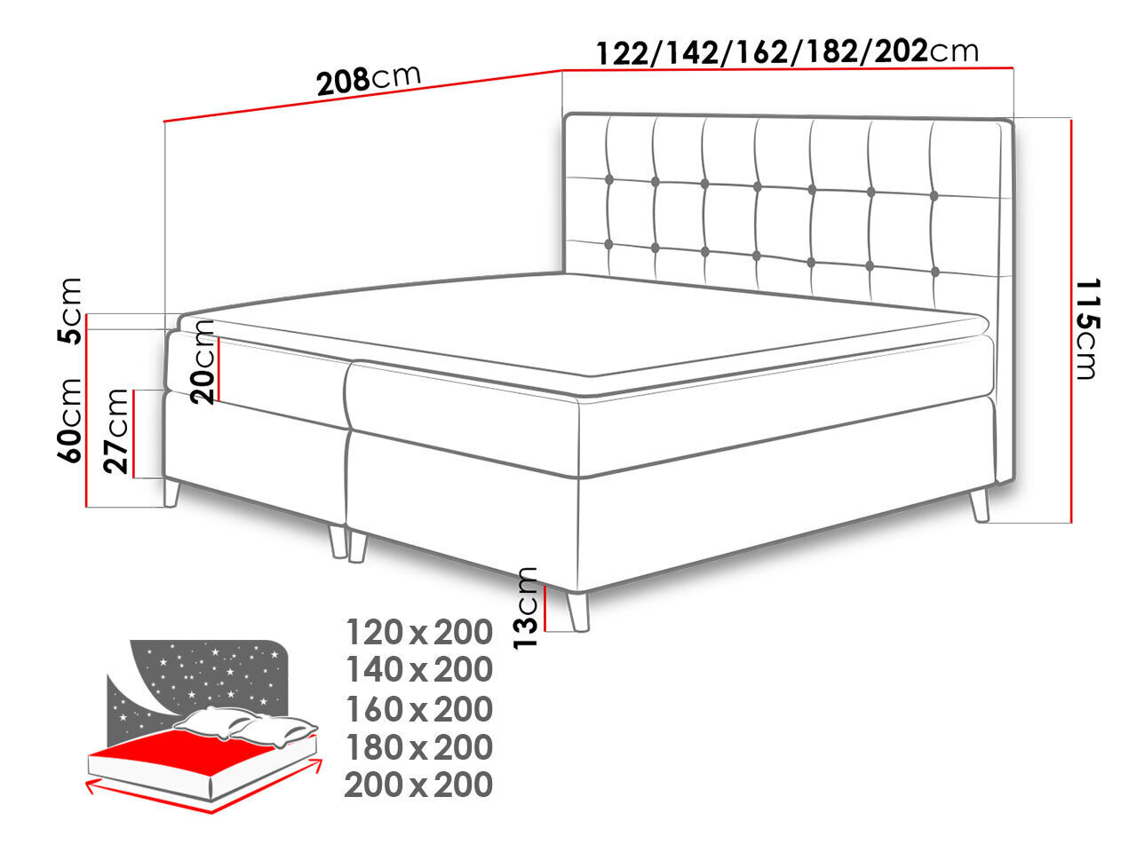 Kontinentaalvoodi Avanti 120x200 cm hind ja info | Voodid | kaup24.ee