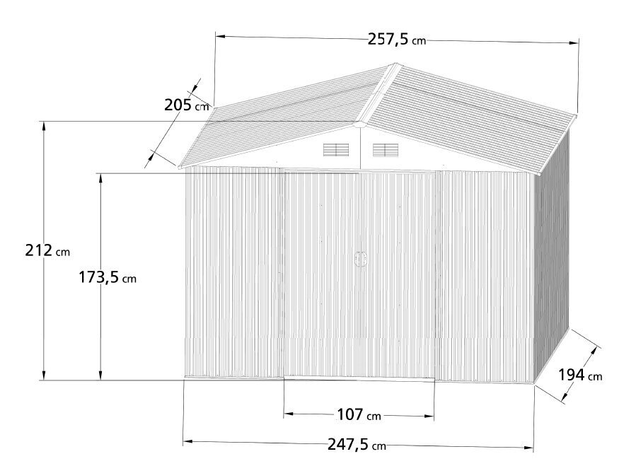 Kuur Hecht 2,5 x 2 x 2,1 m HECHT 6X8 PLUS цена и информация | Kuurid ja aiamajad | kaup24.ee