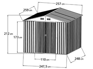 Kuur Hecht 2,47 x 2,48 m HECHT 8X8 PLUS hind ja info | Kuurid ja aiamajad | kaup24.ee