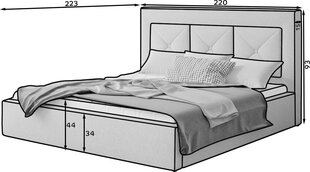 Кровать NORE Cloe 12, 200x200 см, серая цена и информация | Кровати | kaup24.ee
