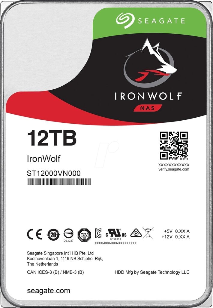 Drive Seagate IronWolf ST12000VN0008 (12 TB ; 3.5 Inch; SATA; 256 MB; 7200 rpm) hind ja info | Sisemised kõvakettad (HDD, SSD, Hybrid) | kaup24.ee