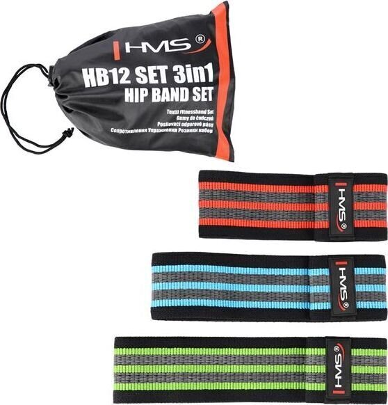 Treeningkummide komplekt HMS Hip Band HB12, 3 tk. hind ja info | Treeningkummid | kaup24.ee