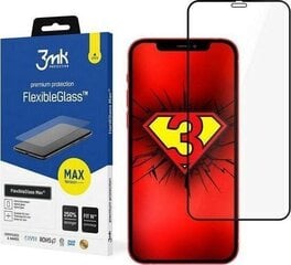 Kaitseklaas 3MK FlexibleGlass Max telefonile Apple iPhone 12/12 Pro, Black hind ja info | Ekraani kaitsekiled | kaup24.ee