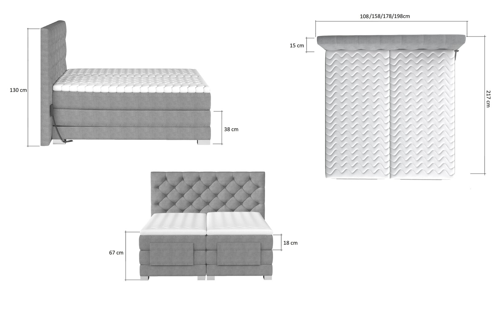 Elektriline voodi NORE Clover 18, 90x200, hall цена и информация | Voodid | kaup24.ee