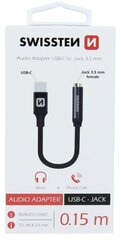 Swissten USB-C to Jack 3.5mm Audio Adapter for phones 15 cm Black цена и информация | Адаптеры и USB-hub | kaup24.ee