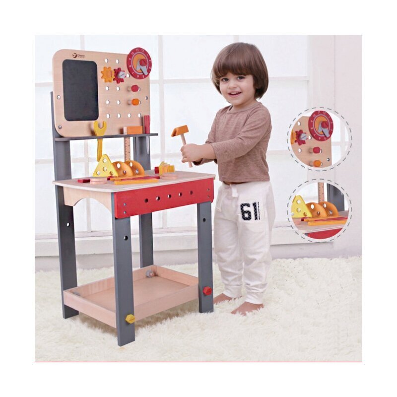 Puidust töölaud tööriistadega ClassicWorld hind ja info | Poiste mänguasjad | kaup24.ee