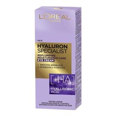 Увлажняющий крем вокруг глаз L'Oreal Hyaluron Specialist 15 мл цена и информация | Сыворотки, кремы для век | kaup24.ee