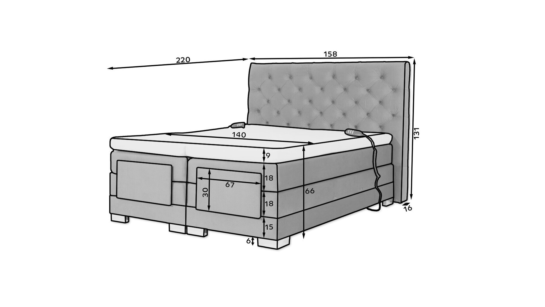 Elektrivoodi NORE Clover 11, 140x200, kollane hind ja info | Voodid | kaup24.ee