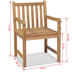 Коричневые уличные стулья, 2шт, тик цена и информация | Садовые стулья, кресла, пуфы | kaup24.ee