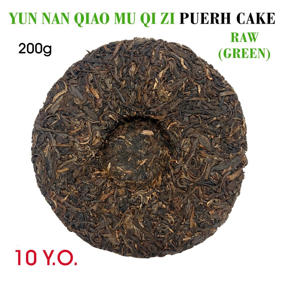 Quiao Mu Qizi Puerh (Green) Cake (Raw, Sheng) 10.Y.O., 2013 - Roheline Pu-erh tee "Seitsme poja lehtla" pressitud kook, 200g цена и информация | Tee | kaup24.ee