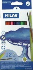 Водорастворимые цветные карандаши с кисточкой Milan 312, 12 цветов цена и информация | Принадлежности для рисования, лепки | kaup24.ee