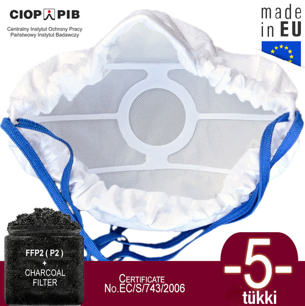 Näomask Respiraator FFP2 Koos söega - 5tk hind ja info | Esmaabi | kaup24.ee