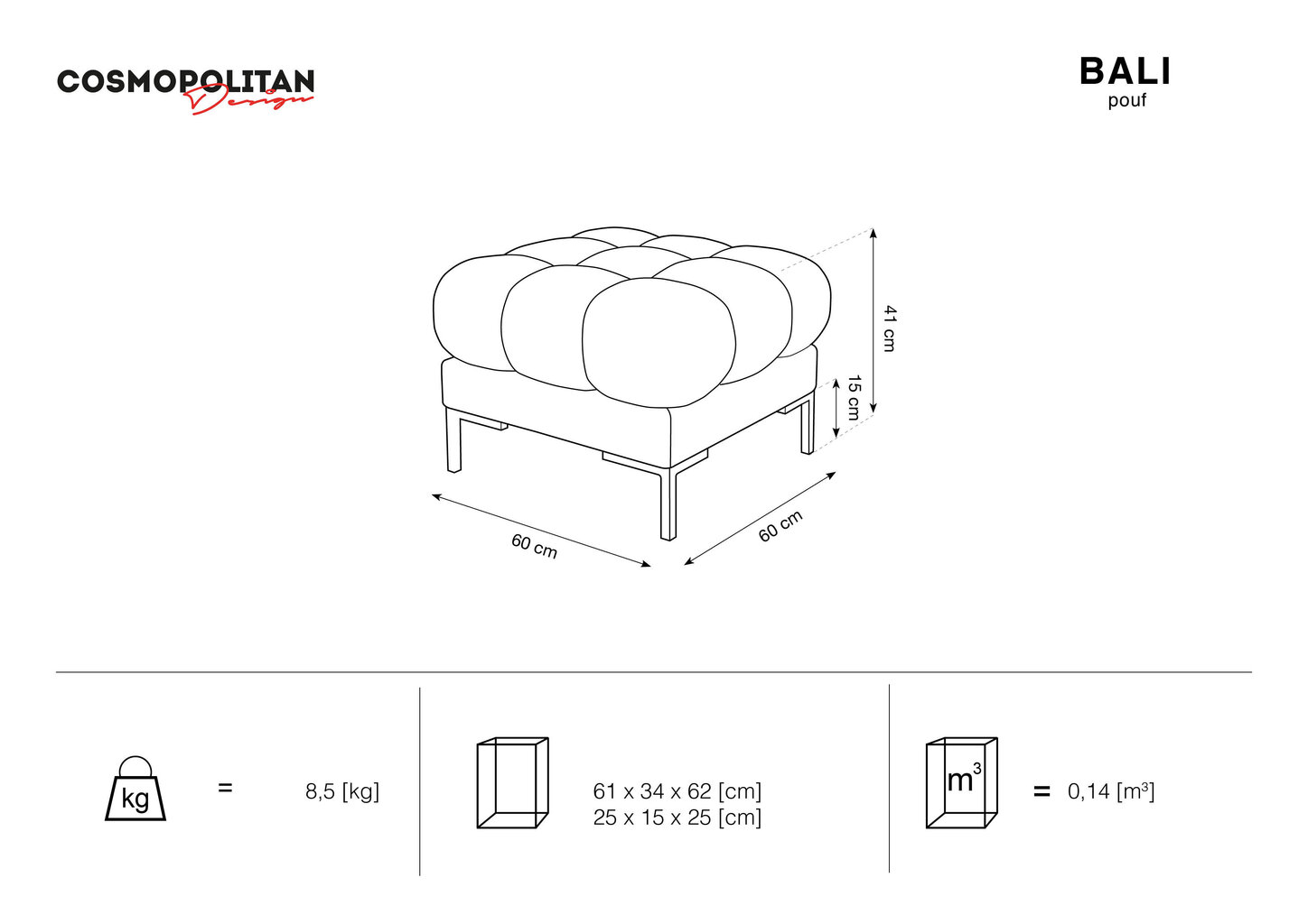 Tumba Cosmopolitan Design Bali, kollane hind ja info | Kott-toolid, tumbad, järid | kaup24.ee