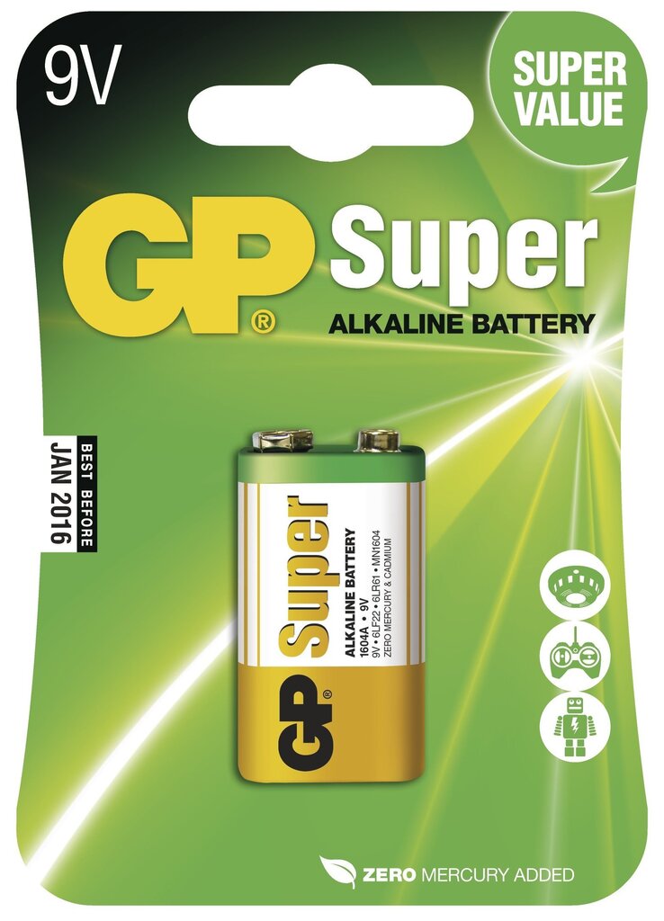 GP Super patarei 6LR61 (9V) цена и информация | Patareid | kaup24.ee