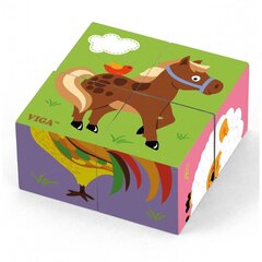 Puidust pusle „Farm Puzzle“ 4 plaati hind ja info | Pusled | kaup24.ee