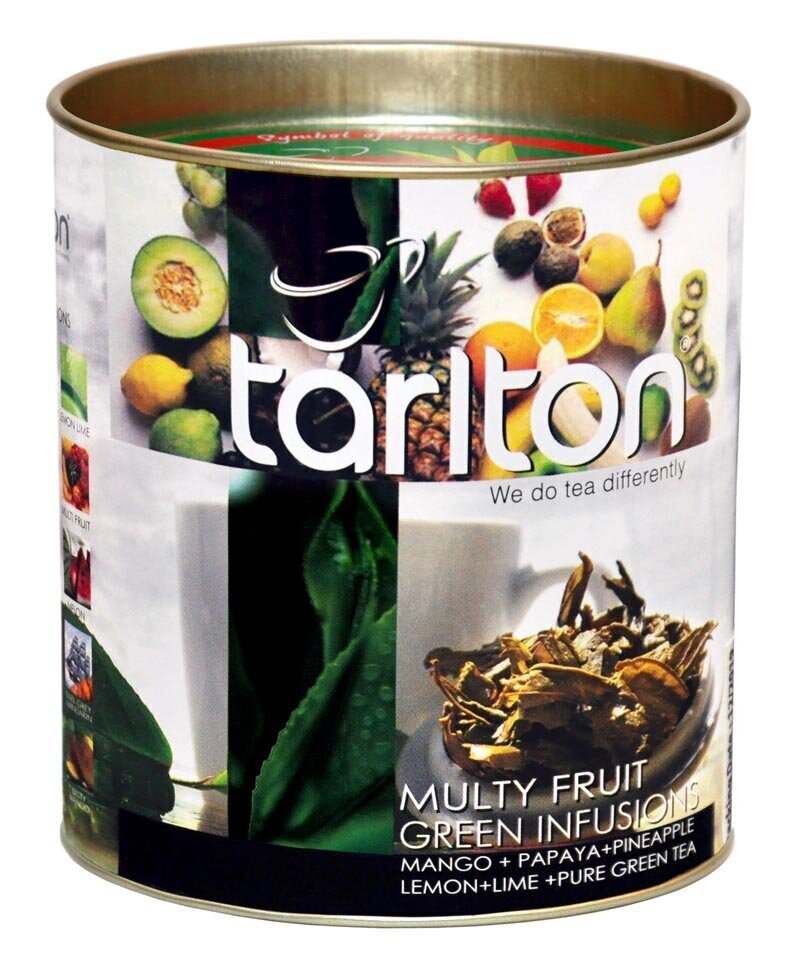 Erinevate puuviljadega Tseilon Roheline suureleheline tee, Multyfruit Green tea, Tarlton, 100g цена и информация | Tee | kaup24.ee