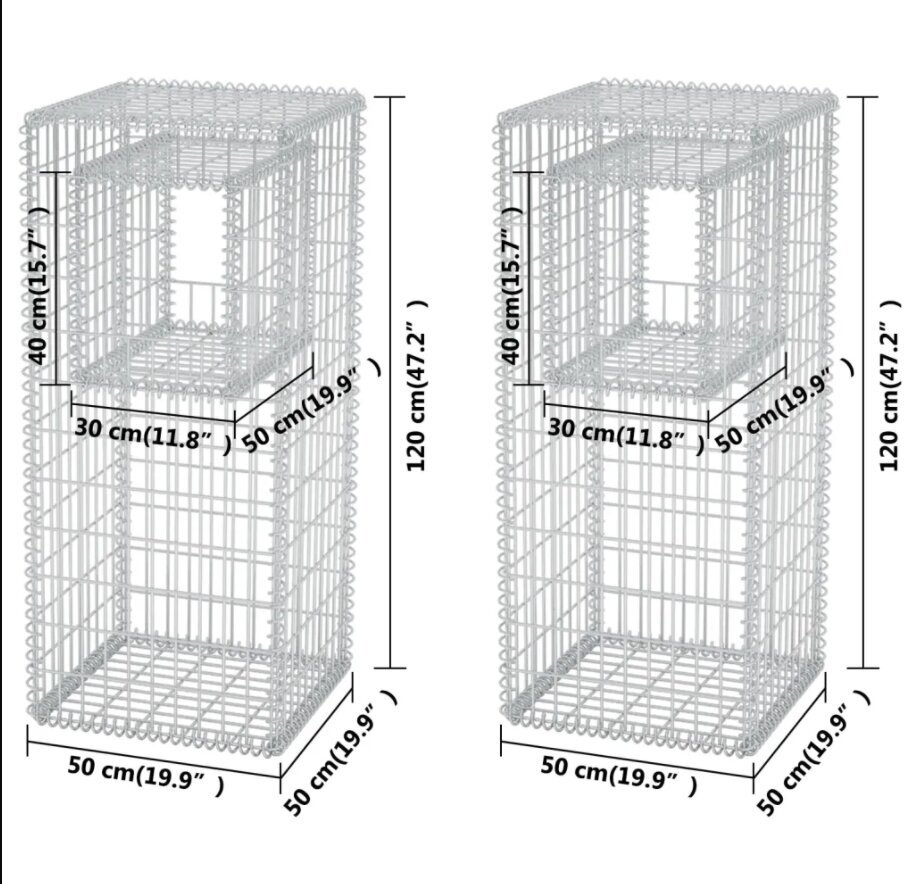 Gabioon, sammas/lillepott, 2 tk., teras, 50x50x120 cm цена и информация | Aiad ja tarvikud | kaup24.ee