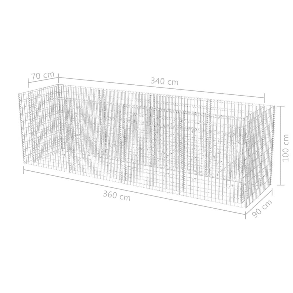 Gabioon lillepott, teras, 360x90x100 cm hind ja info | Dekoratiivsed lillepotid | kaup24.ee