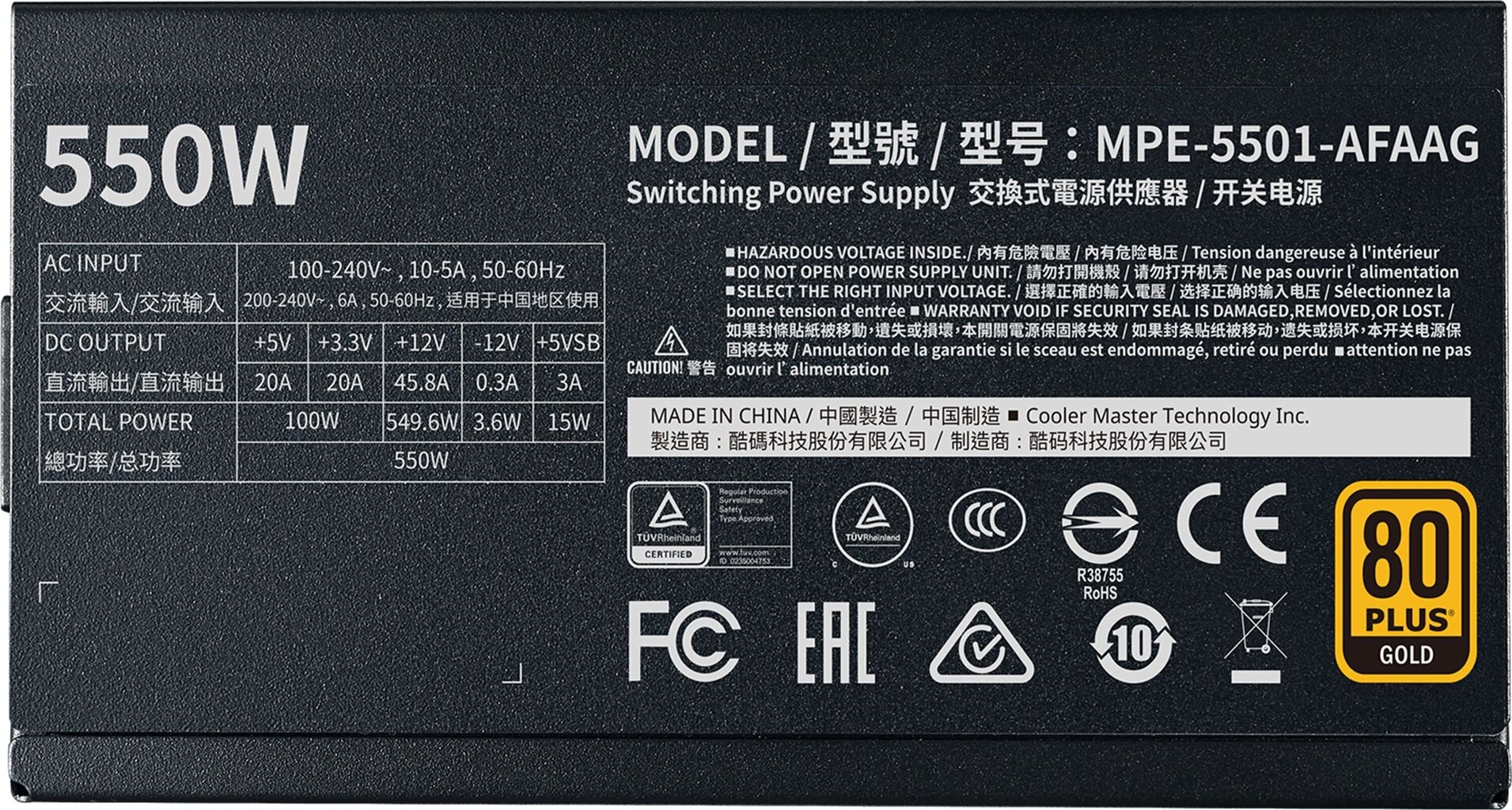 Cooler Master MPE-5501-AFAAG hind ja info | Toiteplokid (PSU) | kaup24.ee