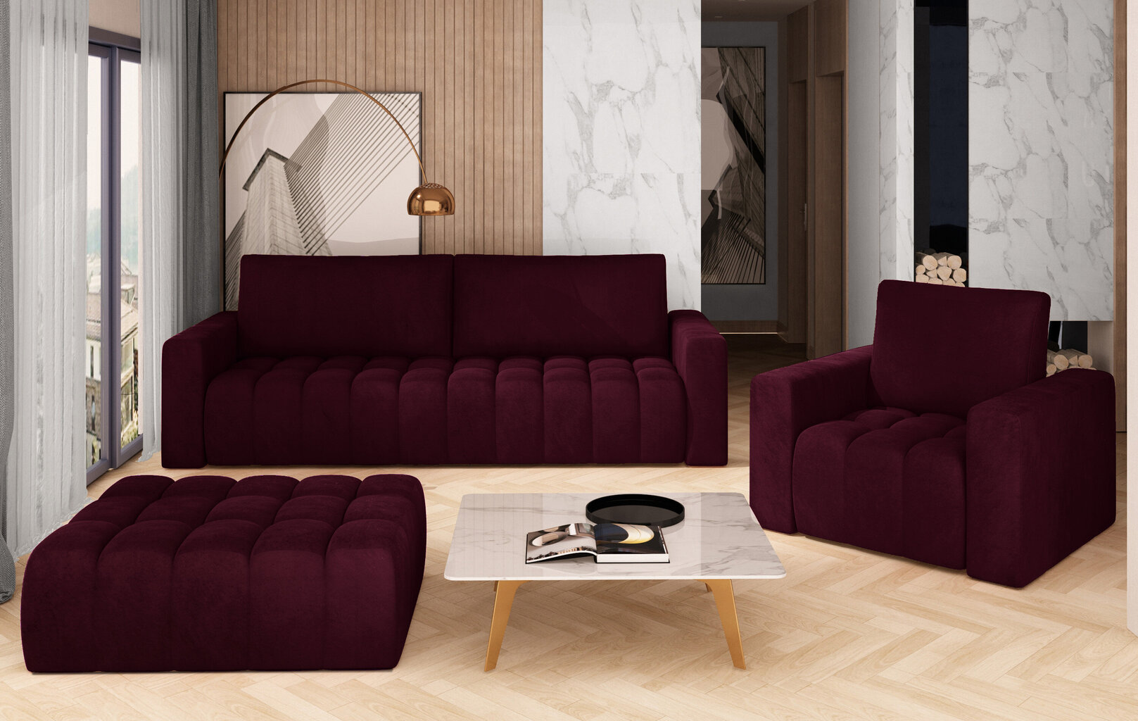 Pehme mööbli komplekt NORE Lazaro 14, lilla hind ja info | Pehme mööbli komplektid  | kaup24.ee