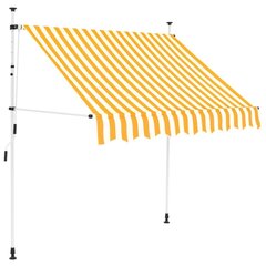 Käsitsi väljatõmmatav markiis, 200cm, kollase/valgetriibuline цена и информация | Зонты, маркизы, стойки | kaup24.ee