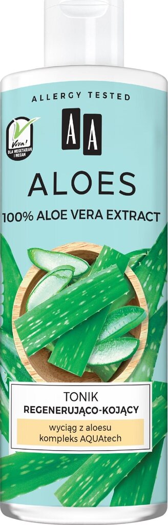 Näotoonik tundlikule nahale AA Aloes 100%, 400 ml цена и информация | Näopuhastusvahendid | kaup24.ee